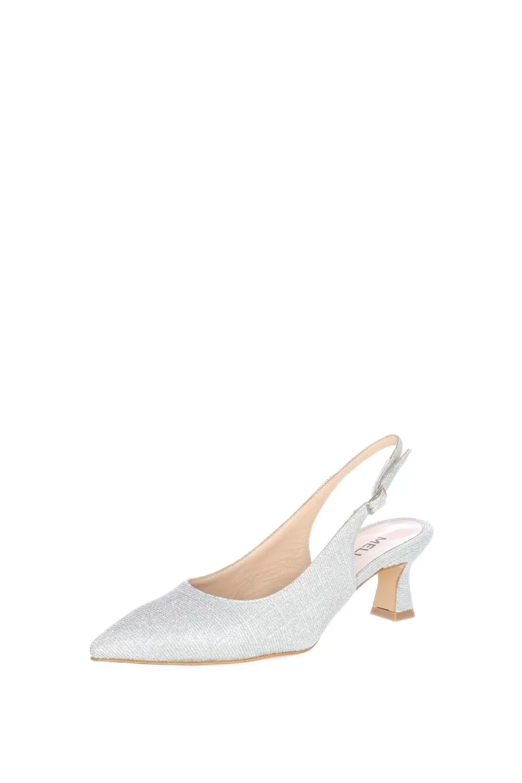 Clearance Decollete Donna Slingback In Tessuto Glitter Argento Cerimonia Cerimonia Donna