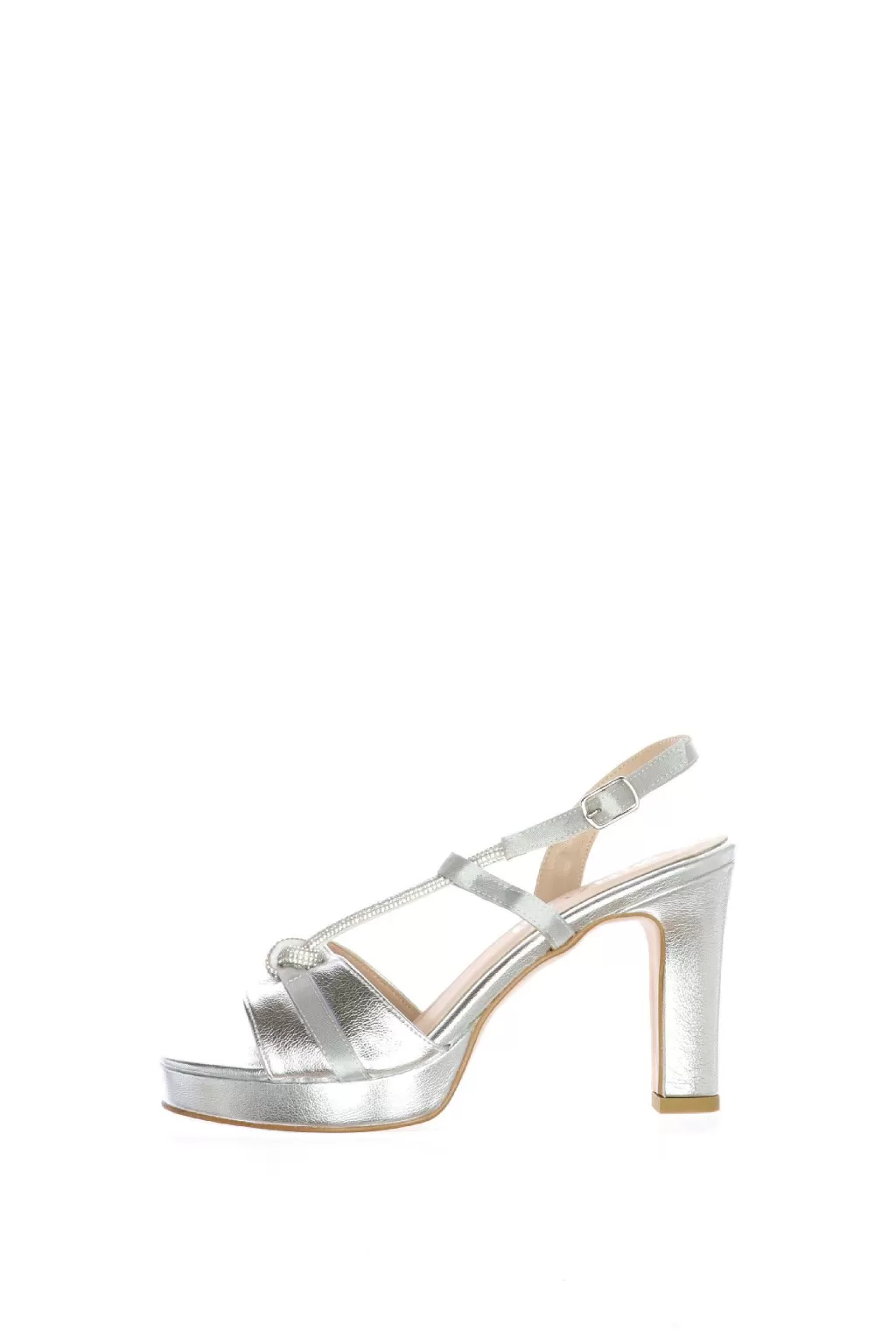 Best Sale Sandalo Elegante In Pelle Laminata Platino O Argento Cinzia Soft Donna Sandali E Sabot