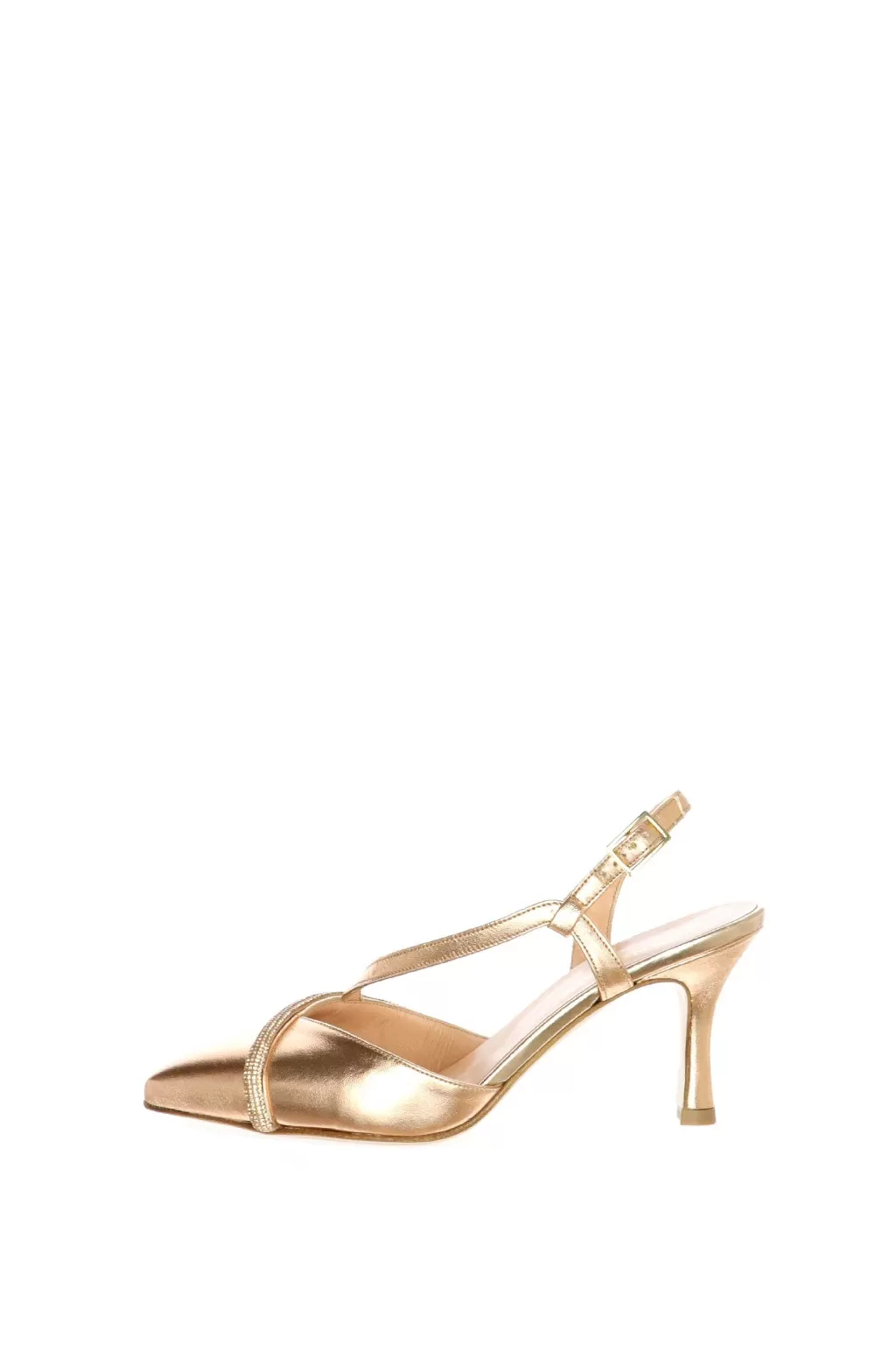 Fashion Slingback Gioiello In Pelle Laminata Soffice Sogno Donna Decollete E Slingback